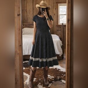 Gardenwed 1950s Retro Polka Dot Swing Dress XL EUC Vintage Cocktail 👗